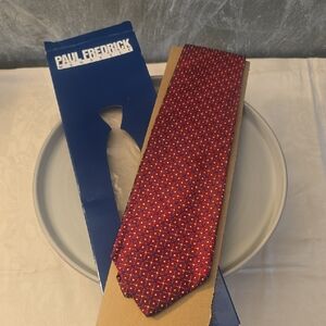 Paul Fredrick Red Patterned Italian Silk Men's Tie NIB